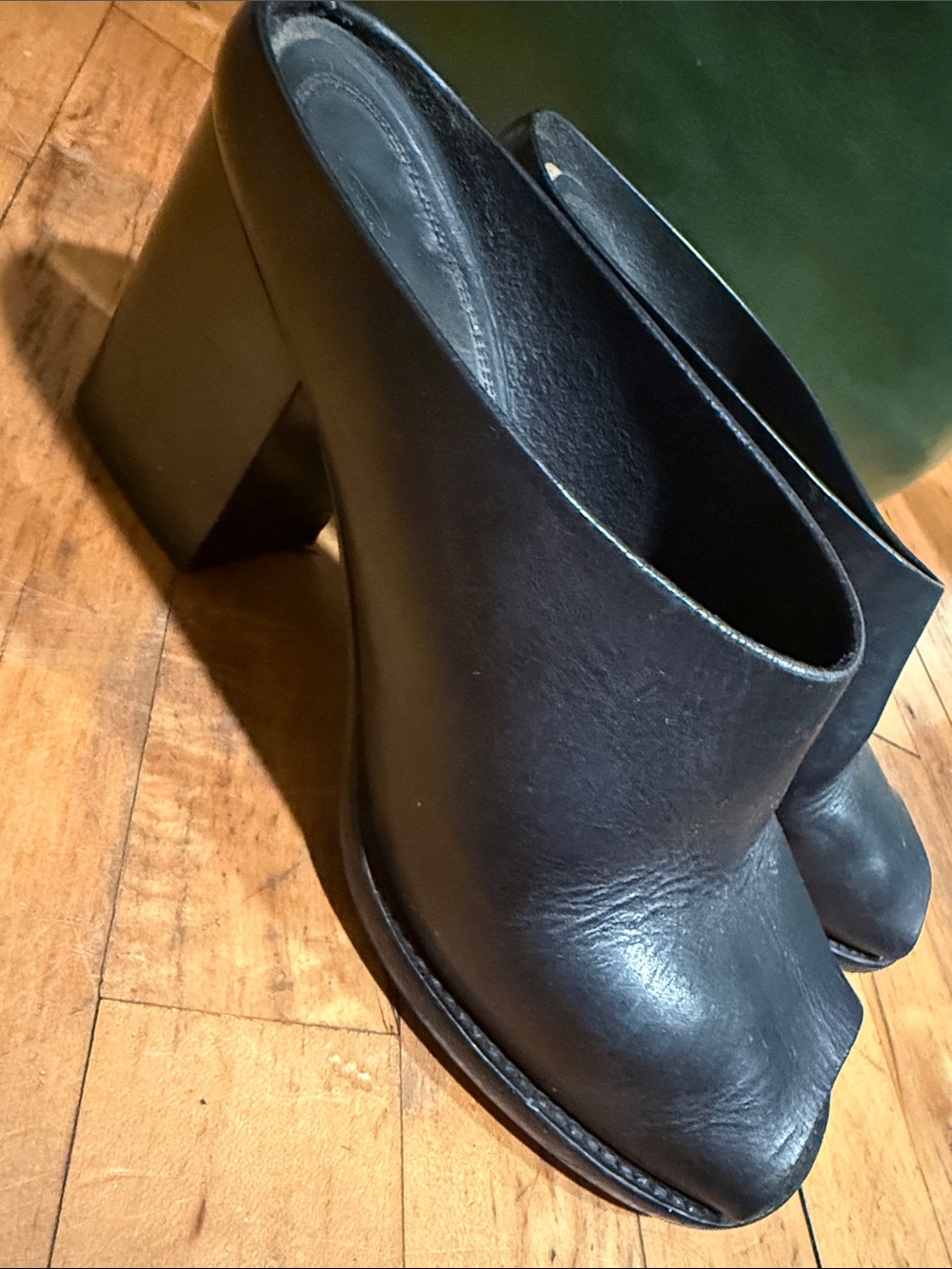 Rick Owens Italian Black Leather Block Heel Mule - Women made it Italy